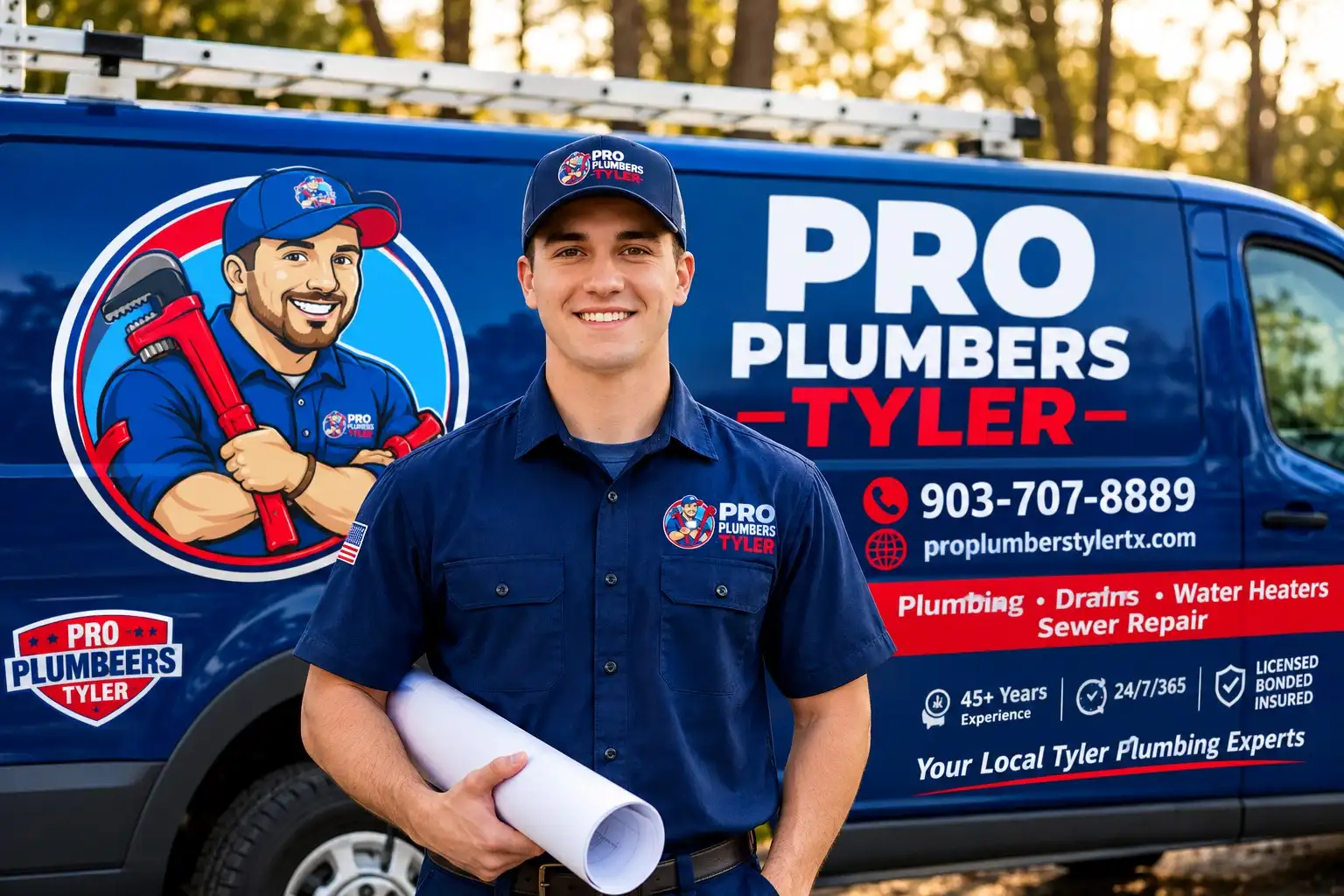 Emergency plumber Tyler TX service van