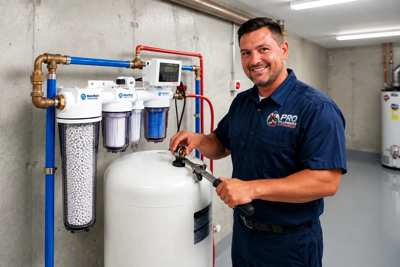 Whole-home water filtration and softener system installed in a Tyler TX home